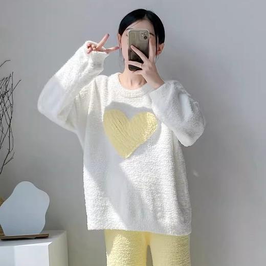 【暖心爱心设计！】秋冬加厚半边绒睡衣女 柔软蓄热宽松版型 少女感居家服两件套装.zc★我有好货★我有好货 商品图2