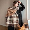 【柔软加厚款！】秋冬格子卡通围巾女 爱心小熊提花流苏围脖 百搭显气质保暖围巾.zc★我有好货★我有好货 商品缩略图3