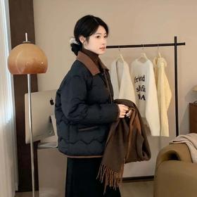 伊格丽撞色翻领棉服 | 宽松版型，但不蓬松，款式减龄有层次感，面料轻盈保暖，不臃肿【3-5天发货】