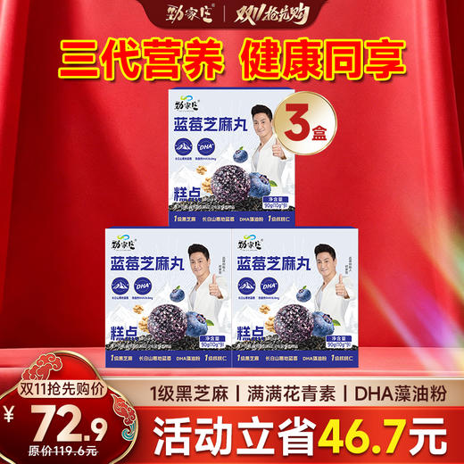 劲家庄·蓝莓芝麻丸返场！低GI实测认证，满满花青素+DHA，1-7盒全家共享装 商品图1
