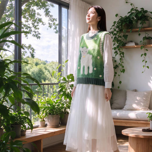 苏苏姐家小羊毛绒背心手工DIY棒针上衣毛线团自制宽松毛衣材料包 商品图1