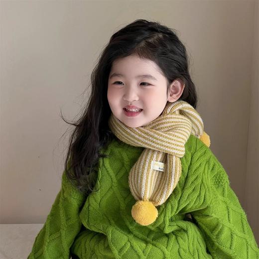 超值2件任选!【软糯亲肤不扎颈】儿童竖条纹毛球围巾 女童冬季防寒百搭毛线围脖 双 11 低价冲 zc★深秘心选 商品图2