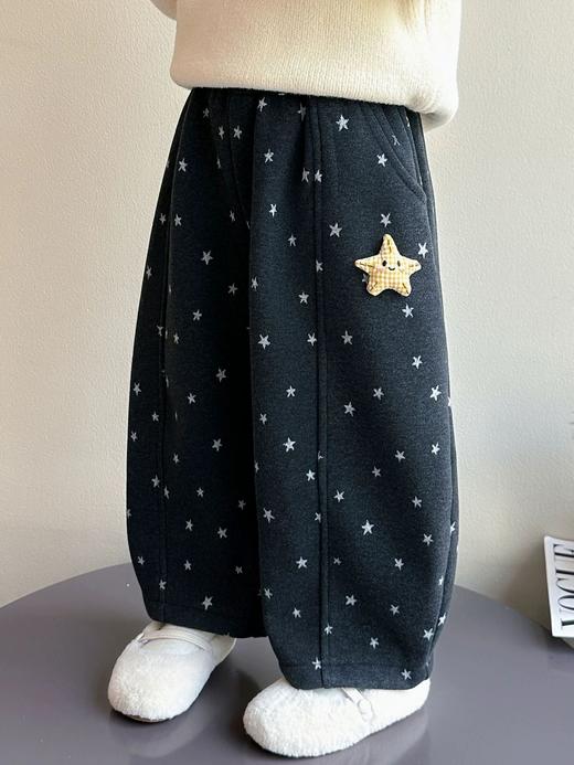 童洛萌女童秋冬季新款洋气加绒加厚休闲卫裤宽松弯刀裤时尚裤子80-150★娃娃优选 商品图3