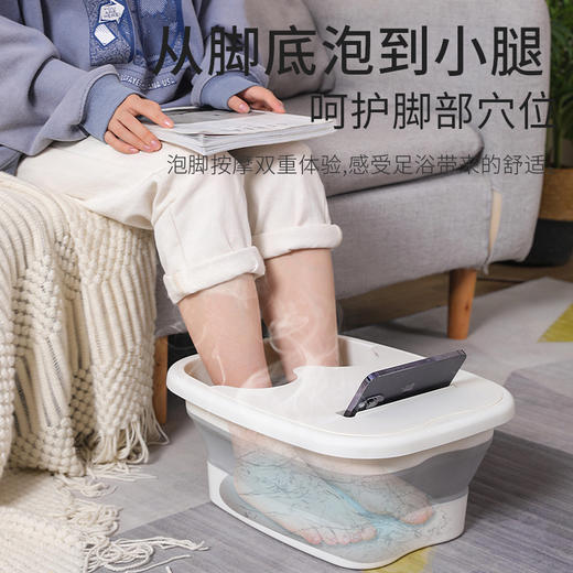 【可折叠带盖足浴盆】家用硅胶泡脚桶 加厚便携带按摩点省空间可收纳洗脚盆 zc★我有好货 商品图3