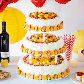 【派对推荐】15磅步步高升三层大蛋糕，适合30~40人食用，适合宴会、婚礼、庆功、庆典（南京幸福西饼蛋糕）
