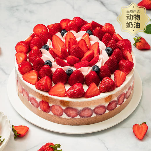 【超多草莓】香颂蛋糕，满满的草莓吃到爽，轻松治愈负能量（青州幸福西饼蛋糕） 商品图0