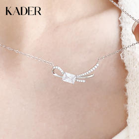 KADER卡蒂罗 冰晶丝带结项链 925银闪锆蝴蝶结浪漫简约设计锁骨链 梦幻温柔气质百搭配饰 送女友礼物 礼盒装