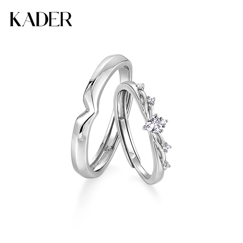 卡蒂罗/IDO联名 守护情侣对戒 925银以爱之名经典皇冠造型开口可调节设计一对 神圣浪漫简约闪耀配饰 女友 礼物 礼盒