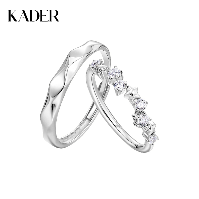 KADER 卡蒂罗流星密语情侣对戒 925银璀璨繁星闪耀吸睛开口可调节一对 恋爱氛围感约会穿搭配饰 礼物礼盒装