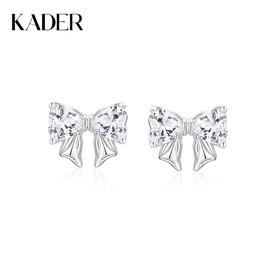 KADER卡蒂罗 缎带结耳钉 925银经典蝴蝶结造型设计甜美耳饰 璀璨闪耀甜美可爱配饰梦幻精致 送女生闺蜜礼物