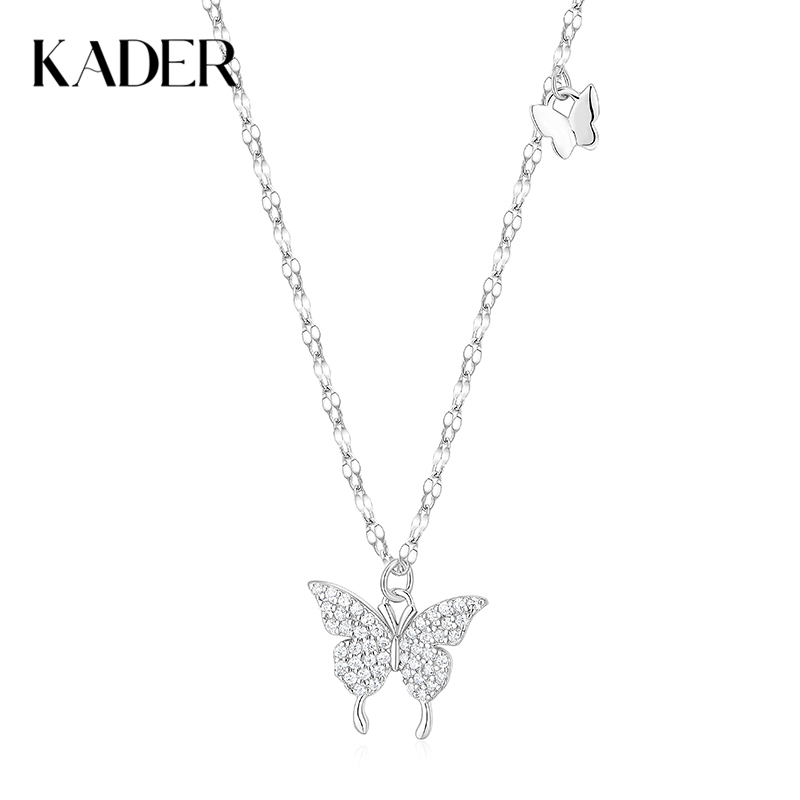 KADER卡蒂罗 流光蝴蝶项链 925银轻奢时尚浪漫优雅春日百搭锁骨链 灵动甜美氛围感配饰 女神节礼盒装