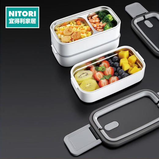 可微波单/双层不锈钢饭盒 白色 商品图0