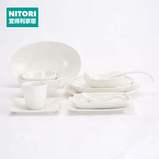 布纹系列餐具 碗 方碗 方碟 方盘 圆盘 椭圆盘 饭勺 餐勺 杯子 商品图0