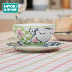 12cm饭碗 市松猫 绿