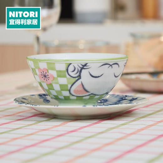 12cm饭碗 市松猫 绿 商品图0