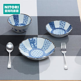 16.5cm菊形浅钵 青花麻叶