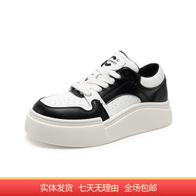 【自营】C.BANNER/千百度  千百度厚底板鞋熊猫鞋休闲鞋增高黑白女鞋 A23420115C01