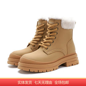 【自营】哈森 马丁靴女2023冬季新款6孔加绒时装短靴 HA231607