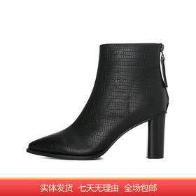 【自营】哈森 卡迪娜新款商务通勤时装靴时尚高跟牛皮革女靴 KA223118