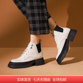【自营】哈森 专柜同款冬季绑带马丁靴潮酷中筒帅女短靴 HA234401
