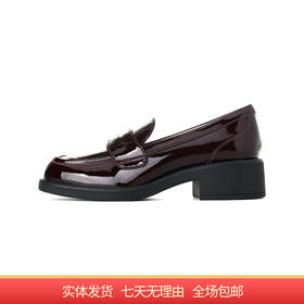 【自营】哈森 卡迪娜新款英伦风乐福鞋经典时尚粗跟休闲女单鞋 KL221501