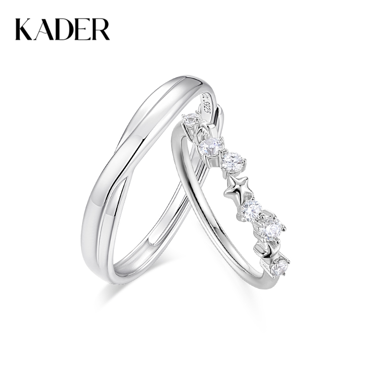 KADER卡蒂罗 闪耀流星对戒 s925银 情侣戒指女 纯银一对 小众轻奢戒指 520送礼