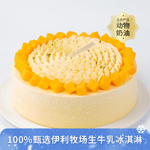 【伊利牧场冰淇淋蛋糕】芒芒雪山-全新伊利牧场冰淇淋夹心可选，新鲜芒果+冰淇淋夹心动物奶油蛋糕（昆明+安宁幸福西饼蛋糕） 商品图0