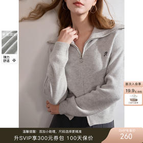 字母翻领拉链开衫