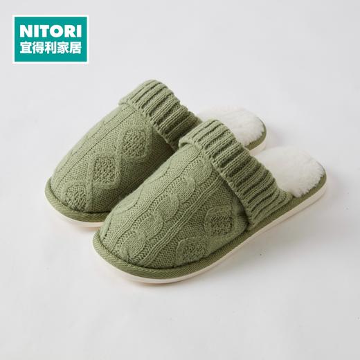 编织毛线拖鞋 粉色/绿色/驼色/深灰色 商品图0