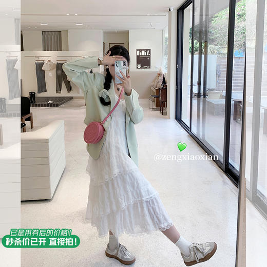 <曾小咸推荐>【韩系范满满】绿色西装外套 日常259.00 立减119.01 秒杀139.99！！ 商品图1