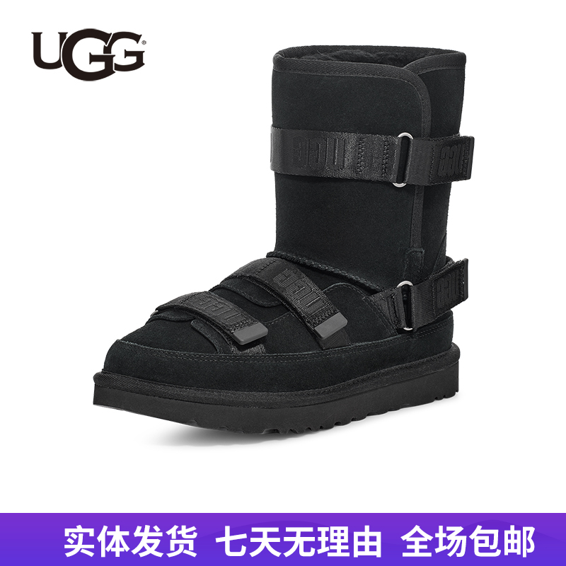 【自营】UGG 2022秋冬新款女士休闲经典混合束带中筒平底雪地靴 1133470BLK