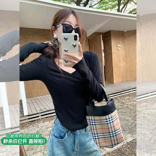 【110元任选3件】最最最后一波现货！卖完下架不再补！微信粉丝打折价！V领长袖T恤 商品图1