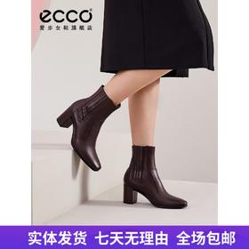 【自营】ecco/爱步  瘦瘦靴2021秋冬新款粗高跟方头短靴时装靴型塑 28268301588