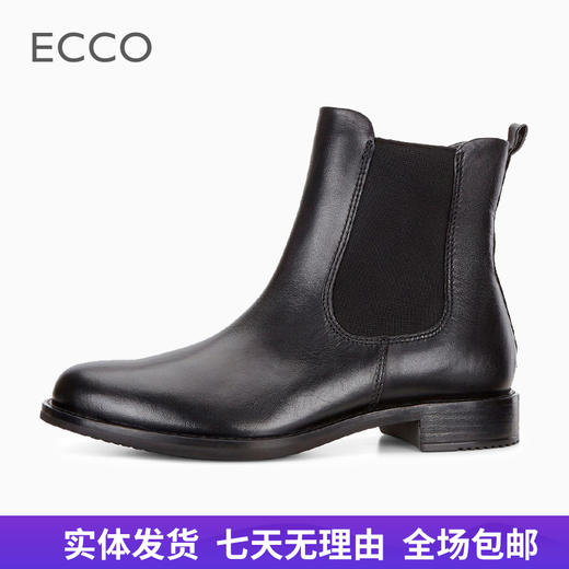 【自营】ecco/爱步  秋冬女靴短靴粗跟牛皮切尔西靴百搭舒适 26650301001 商品图0