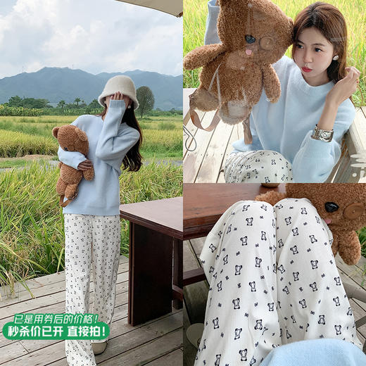 <曾小咸推荐>新品最最最后一波现货！卖完下架不再补！微信粉丝打折价！小熊印花休闲裤 日常159.99 立减90 秒杀69.99！！ 商品图1