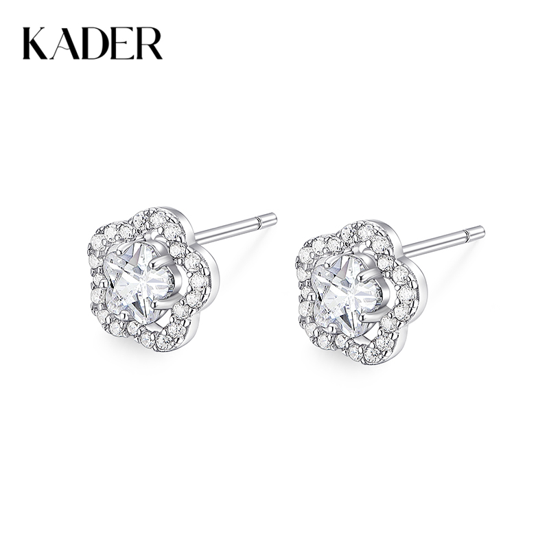 卡蒂罗/KADER 冰晶花语耳钉 925银满镶锆石甜蜜饰爱五瓣花璀璨吸睛设计轻奢耳饰 甜美时尚高级感配饰 礼品周年礼盒