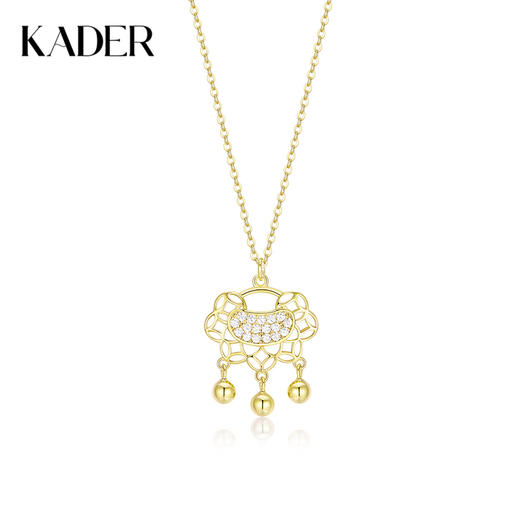 卡蒂罗/KADER 如意福牌系列 铜钱平安锁项链 925银新中式灵动可爱国潮风镂空设计可调节锁骨链 古典百搭吉祥平安 商品图0