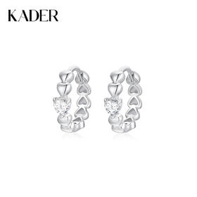 卡蒂罗/KADER 爱心圆环耳环 925银经典几何爱心造型优雅复古设计耳饰 精致立体优雅百搭通勤配饰闪光少女 女生女友