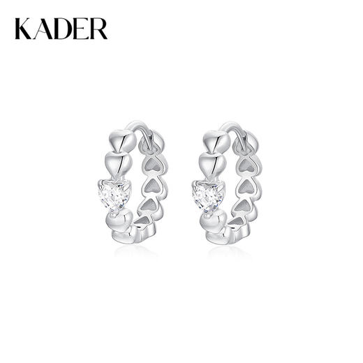 卡蒂罗/KADER 爱心圆环耳环 925银经典几何爱心造型优雅复古设计耳饰 精致立体优雅百搭通勤配饰闪光少女 女生女友 商品图0