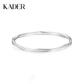 卡蒂罗KADER 波浪莫比乌斯环海浪设计闭口不可调节 镜面波纹 S999纯银 足银手镯 女款 礼物
