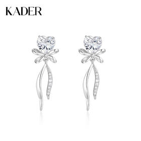 卡蒂罗/KADER 灵动结系列 心语蝴蝶结耳钉 925银在逃公主经典爱心轻奢梦幻设计耳饰 满镶锆石气质配饰 闺蜜礼盒款