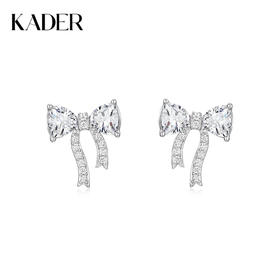 卡蒂罗/KADER 在逃公主系列 梦境蝴蝶结耳钉 925银幻梦蝴蝶大颗锆石闪耀设计耳饰 梦幻甜美璀璨吸睛恋爱告白配饰