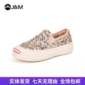 【自营】J&M/快乐玛丽  快乐玛丽乐福鞋女2024春秋季英伦厚底懒人一脚蹬时尚松糕鞋女 87857W