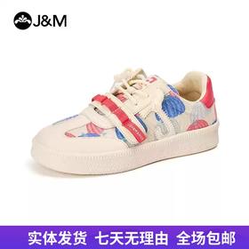 【自营】J&M/快乐玛丽  快乐玛丽德训鞋女2024秋季厚底增高帆布鞋小众休闲低帮运动鞋 83568W