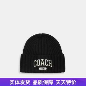 【自营】coach/蔻驰  正面徽标刺绣针织绒线帽子男女同款 CU806 BLK  ONE