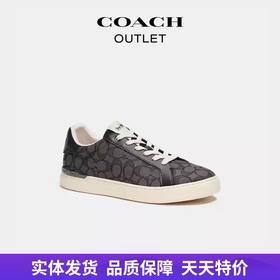 【自营】coach/蔻驰  奥莱男士经典标志CLIP低帮平底运动鞋休闲鞋黑色舒适 CI077 BLK