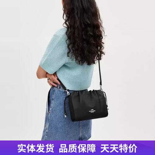 【自营】coach/蔻驰  褪色拉绳包蔻驰 CT763 SV/BK 商品图0