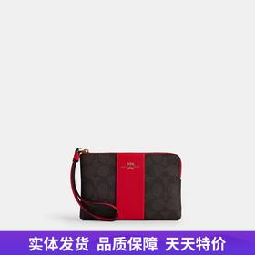 【自营】coach/蔻驰  Corner Zip Wristlet 签名帆布条纹 CW854 IMXD0