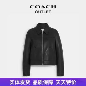 【自营】coach/蔻驰  女士皮革夹克外套 CG669 BLK