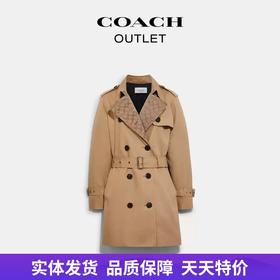 【自营】coach/蔻驰  女士经典标志翻领中款风衣 CR119 EAL